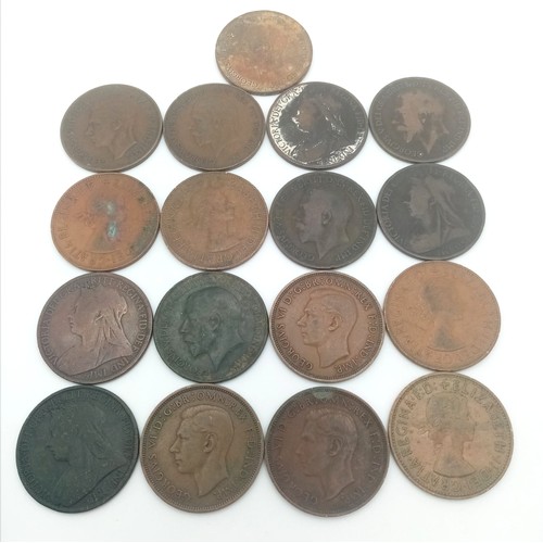 1517 - A collection of seventeen 20th century and one 19th century one penny coins. DATES: Range from 1896 ... 