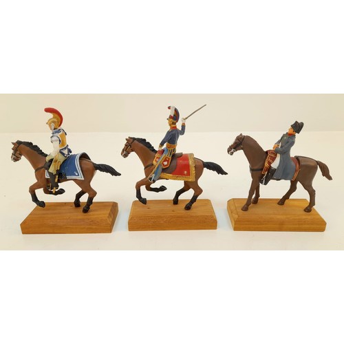 858 - A Parcel of 5 Hand Painted Lead Napoleonic Soldiers on Horseback on Wood Plinths (1 Sword Missing) 1... 