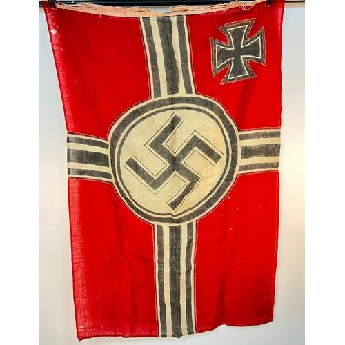 383 - A WW2 German Kriegsmarine U-Boat Flag. There looks to be some remnants of a makers mark on the white... 