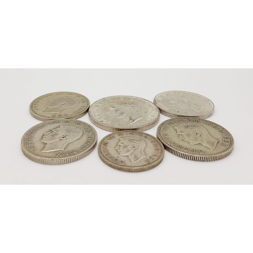 899 - A Parcel of 6 Pre-1947 Silver Coins Comprising; 1 1946 Half Crown, 4 x Two Shillings Dates 1937 x 2,... 