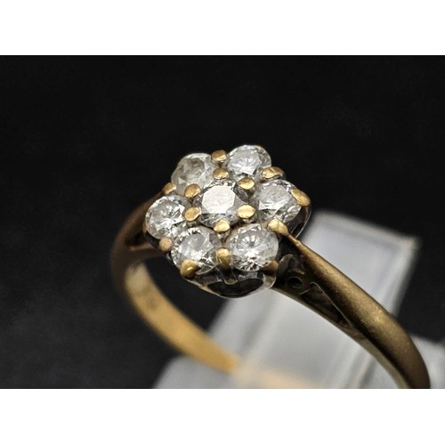 348 - White 18K gold Diamond cluster Ring. 0.50ct. 
Size M 1/2. 2.86g total weight.