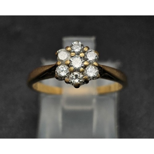 348 - White 18K gold Diamond cluster Ring. 0.50ct. 
Size M 1/2. 2.86g total weight.