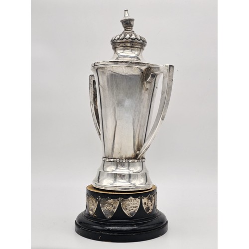 1409 - A 1937 Sterling Silver Lidded Football Trophy. Hallmarks for Sheffield - with a makers mark for Emil... 