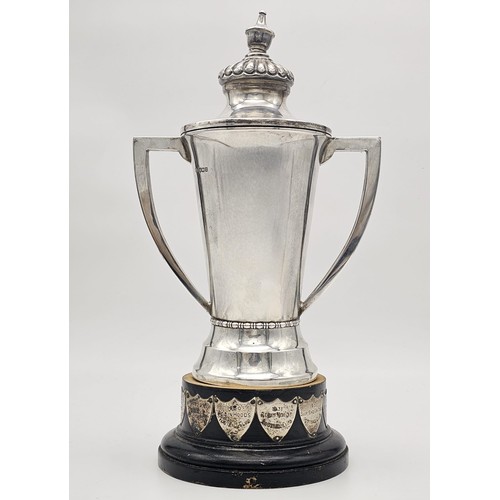 1409 - A 1937 Sterling Silver Lidded Football Trophy. Hallmarks for Sheffield - with a makers mark for Emil... 