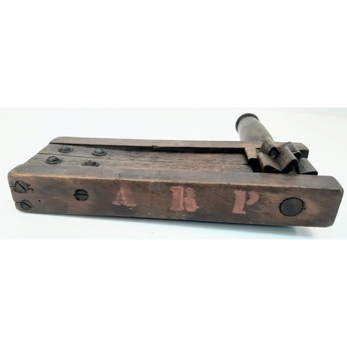 548 - A WW2 (Museum Worthy) Air Raid Patrol Wooden Gas Rattle 25cm Length, Working Order.