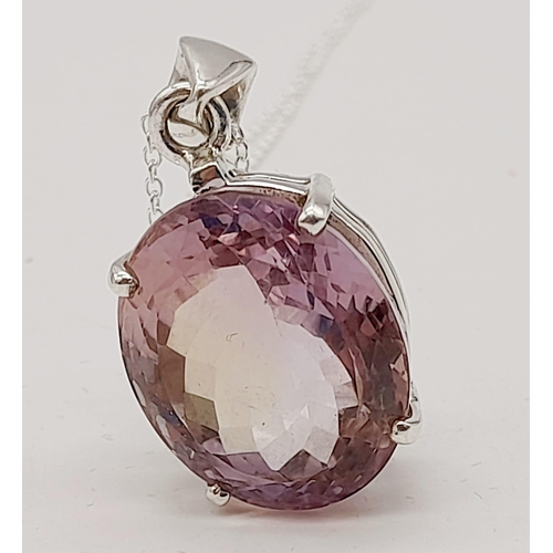 160 - A 925 Silver Set of necklace, Ametrine Pendant, and Ametrine Bracelet. Total Weight 33.90grams. Appr... 