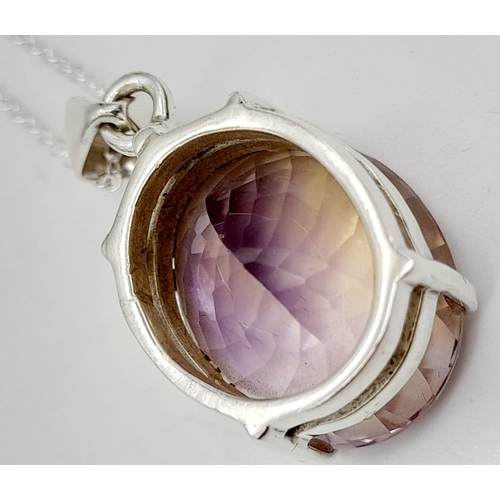 160 - A 925 Silver Set of necklace, Ametrine Pendant, and Ametrine Bracelet. Total Weight 33.90grams. Appr... 