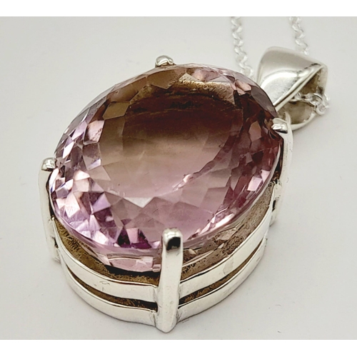 160 - A 925 Silver Set of necklace, Ametrine Pendant, and Ametrine Bracelet. Total Weight 33.90grams. Appr... 