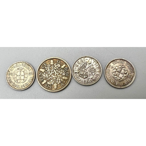 497 - A Small Collection of 26 Pre 1947 UK Silver Coins. Mostly threepence pieces. Different grades.