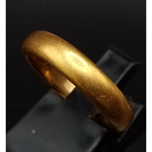 58 - A Vintage 22K Yellow Gold Band Ring. Size L. 6.37g