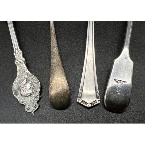 492 - Four Antique 925 Silver Spoons - Including a King Edward VIII Coronation spoon. 49g total weight.