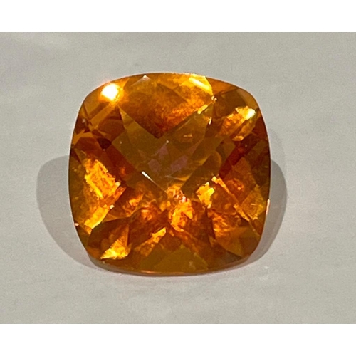 506 - A 14ct Cognac Coloured Gemstone (possibly tourmaline). Square cut and well faceted. No certificate s... 