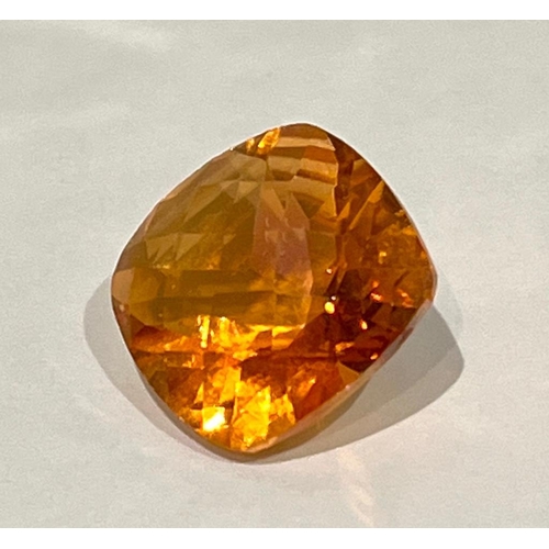 506 - A 14ct Cognac Coloured Gemstone (possibly tourmaline). Square cut and well faceted. No certificate s... 