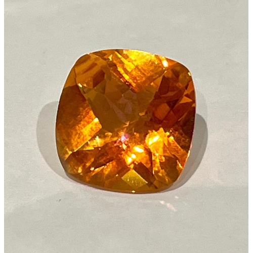 506 - A 14ct Cognac Coloured Gemstone (possibly tourmaline). Square cut and well faceted. No certificate s... 