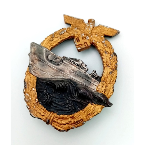 57 - WW2 German 3 rd Reich Kriegsmarine “Schnell Boat” (Fast Torpedo Boat) Qualification badge in painted... 