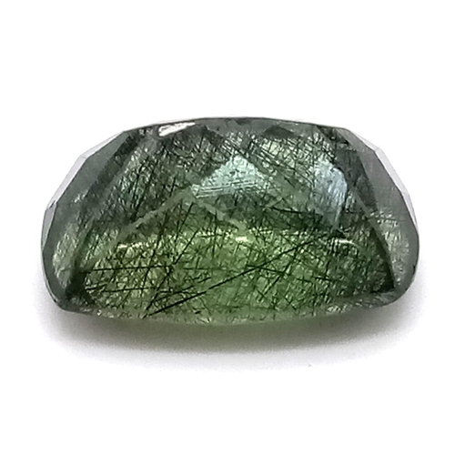 747 - A Rare 4.63ct Rutilated Peridot. Cushion cut, and comes with a GGI Certificate.