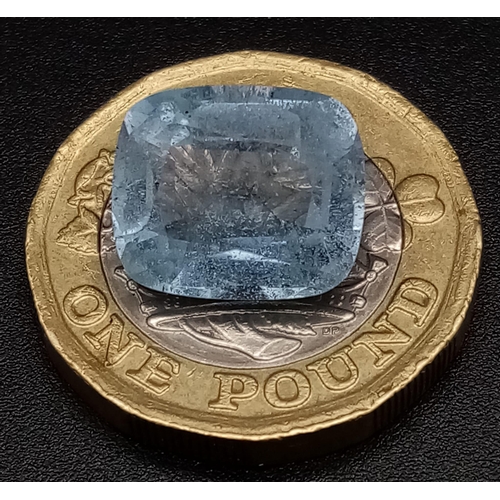 782 - A 5.89ct Cushion Cut Natural Aquamarine Gemstone, GGI Special Certification Included.