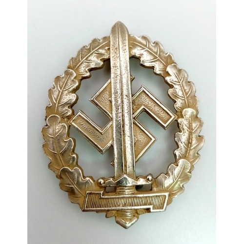 85 - WW2 German SA Disabled Veterans Sports Badge. A silver grade example depicting a Roman broad sword, ... 