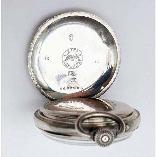 1102 - An Antique Longine Ladies Silver Pocket Watch. Winner of multiple gold and silver medals at the Pari... 