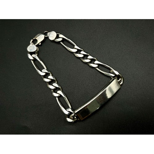 758 - STERLING SILVER FIGARO ID BRACELET 40.1G