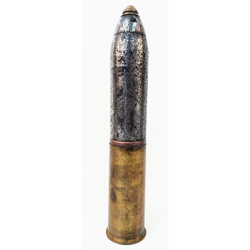 778 - INERT WW1 Italian 65mm Mountain Gun Shell Case and Projectile with fuze.