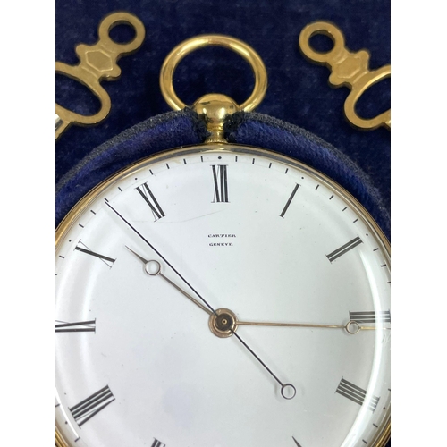 1 - Rare Gents 18ct Gold Cartier Two Train Jump Seconds Pocket Watch, Working and stop seconds function ... 