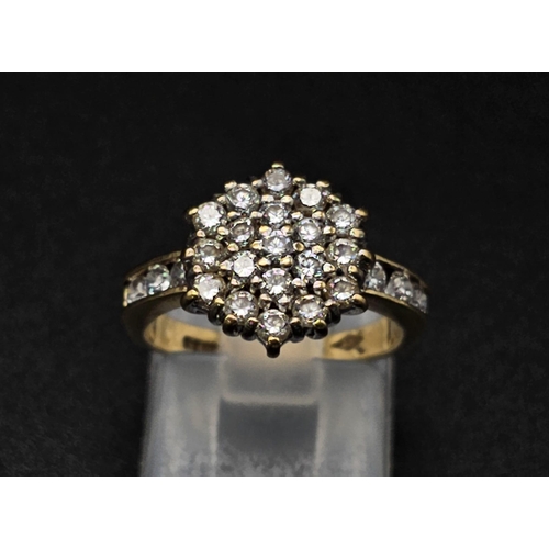 152 - 9k yellow gold cubic zirconia cluster ring 3.2g size I