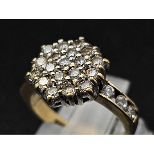 152 - 9k yellow gold cubic zirconia cluster ring 3.2g size I