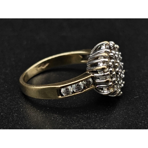 152 - 9k yellow gold cubic zirconia cluster ring 3.2g size I