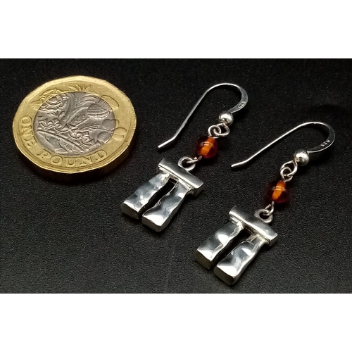 95 - A Pair of 925 Silver National Trust Stonehenge Trilithon Drop Earrings, Length 37mm, Weight 5.23 gra... 