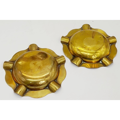 1107 - 2 x WW2 German Trench Art Ashtrays.