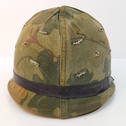 495 - Vietnam War Era US M1 Helmet with Mitch reversible Helmet Cover.