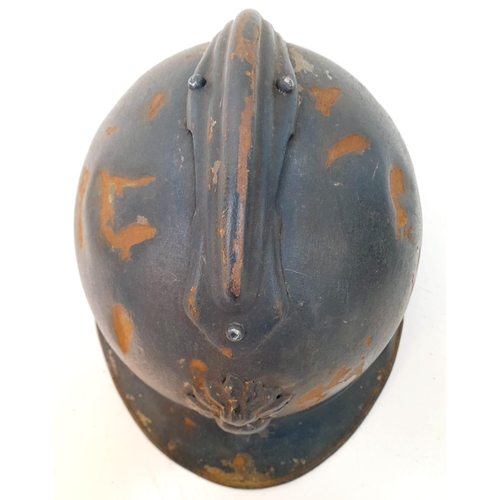 92 - WW1 French 1915 Mle Casque Adriane Helmet. Badged to the Infantry. Original Paint & Liner.