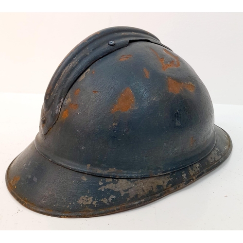 92 - WW1 French 1915 Mle Casque Adriane Helmet. Badged to the Infantry. Original Paint & Liner.