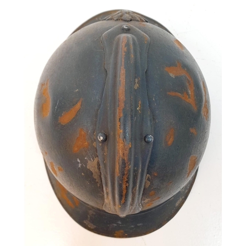 92 - WW1 French 1915 Mle Casque Adriane Helmet. Badged to the Infantry. Original Paint & Liner.