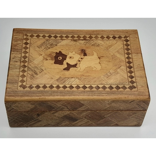 749 - A Tambridgeware Wooden Box. 10 x 6.8 x 3.8cm. Ref: ecn-853.