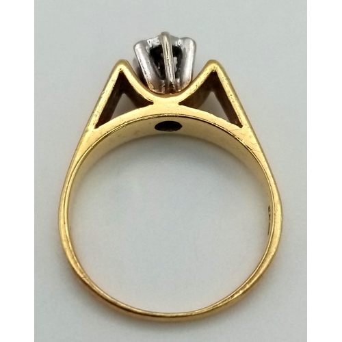 138 - 18k yellow gold diamond solitaire ring 3.3g size H (dia:0.05ct)