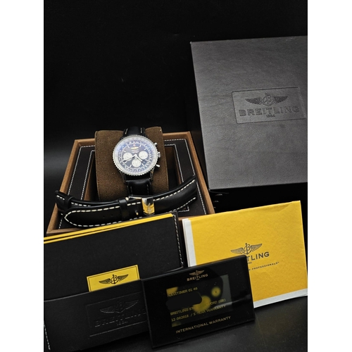 46 - A Breitling Navitimer AB0127 Chronograph Gents Watch. Black leather original strap. Stainless steel ... 