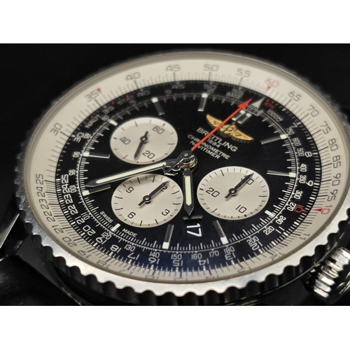 46 - A Breitling Navitimer AB0127 Chronograph Gents Watch. Black leather original strap. Stainless steel ... 