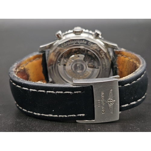 46 - A Breitling Navitimer AB0127 Chronograph Gents Watch. Black leather original strap. Stainless steel ... 