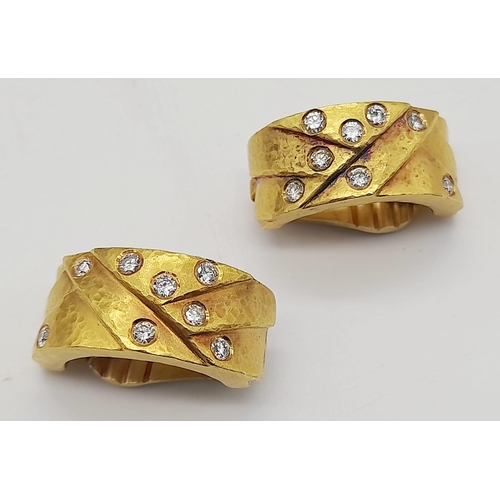 20 - A spectacular 22 K yellow gold clip earrings with diamonds,  by the renowned Greek designer ZOLOTAS.... 