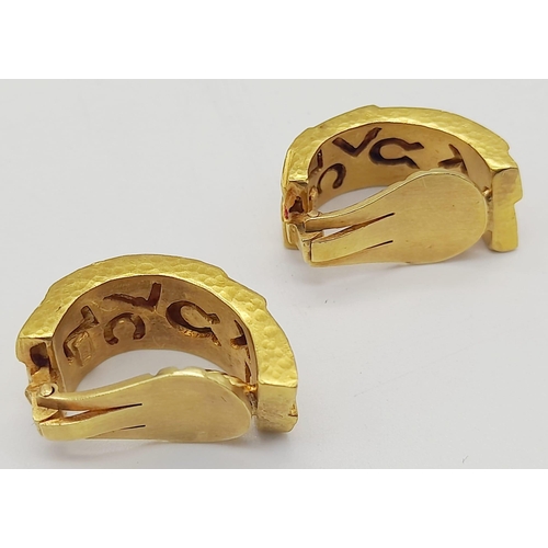 20 - A spectacular 22 K yellow gold clip earrings with diamonds,  by the renowned Greek designer ZOLOTAS.... 