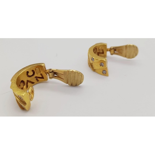 20 - A spectacular 22 K yellow gold clip earrings with diamonds,  by the renowned Greek designer ZOLOTAS.... 