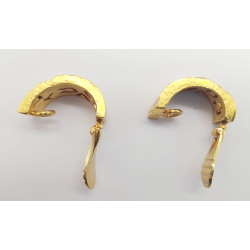 20 - A spectacular 22 K yellow gold clip earrings with diamonds,  by the renowned Greek designer ZOLOTAS.... 