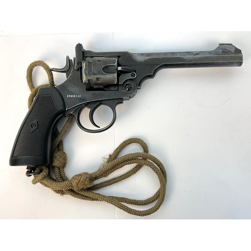 501 - A Co2 Powered Webley Mark VI Patent 1915 Air Pistol. Full weight and size and Battlefield Finish. Pr... 