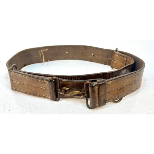 502 - WW1 Canadian Expeditionary Force Oliver Pattern 1914 Leather Belt with Snake Buckle.