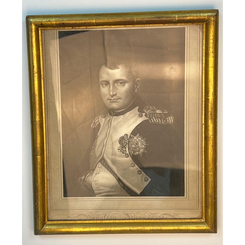 753 - A Rare Very Good Condition Antique Gilt Framed and Glazed Engraving of Napoleon 50x40cm.