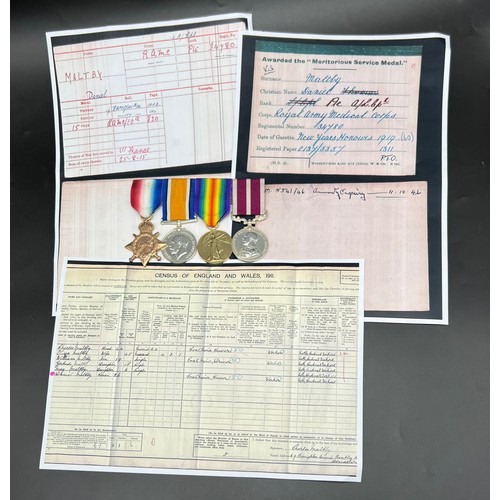 11 - Group of four medals consisting of 1914/15 Star, British War Medal, Victory Medal and Meritorious Se... 