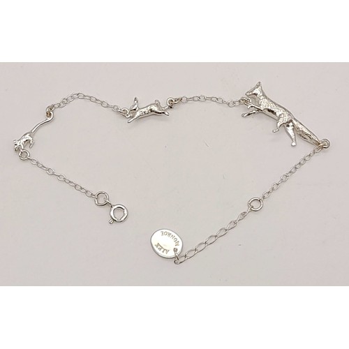 Sterling Silver Alex Monroe fox, rabbit and mouse bracelet 4.7g