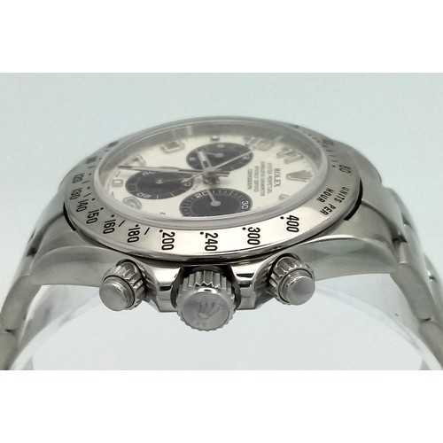 60 - A ROLEX DAYTONA- OYSTER PERPETUAL SUPERLATIVE CHRONOMETER COSMOGRAPH IN STAINLESS STEEL WITH 3 SUBDI... 